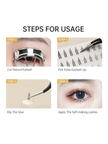 Lashtalk 1盒手工製作的下睫毛新月形底部睫毛3D自然柔軟舒適裸妝工具透明莖54簇