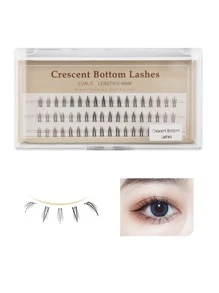 Lashtalk 1盒手工製作的下睫毛新月形底部睫毛3D自然柔軟舒適裸妝工具透明莖54簇