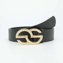 Simple Style Metal Buckle Belt For Jeans Pants Summer, School Fall, Autumn, Halloween - Black - View 2