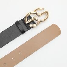 Simple Style Metal Buckle Belt For Jeans Pants Summer, School Fall, Autumn, Halloween - Black - View 3