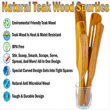 Spurtle Kitchen Cooking Utensil 5pcs Set Teak Wood Non Stick Wooden Spatula Spoon - 棕色 - 查看 3