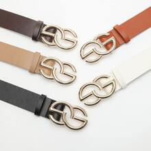 Simple Style Metal Buckle Belt For Jeans Pants Summer, School Fall, Autumn, Halloween - Black - View 4