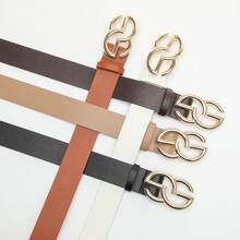 Simple Style Metal Buckle Belt For Jeans Pants Summer, School Fall, Autumn, Halloween - Black - View 5