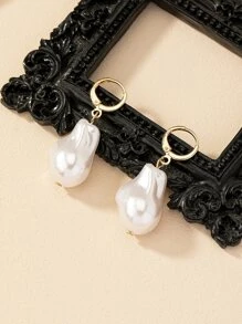 1對優雅人造珍珠耳墜適合女士日常裝飾 - 白色 - 查看 5