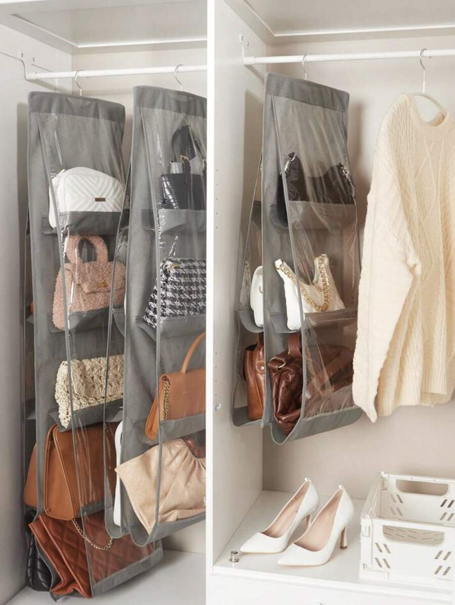 1入組無紡布織物懸掛包收納袋,現代灰色防塵懸掛包收納 - 灰色 - 查看 1