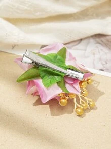 Flower Decor Hair Clip - Pink - View 4