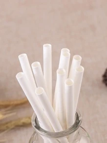 25 支/包白色一次性派对纸吸管，学校用品 - 白色 - 查看 4