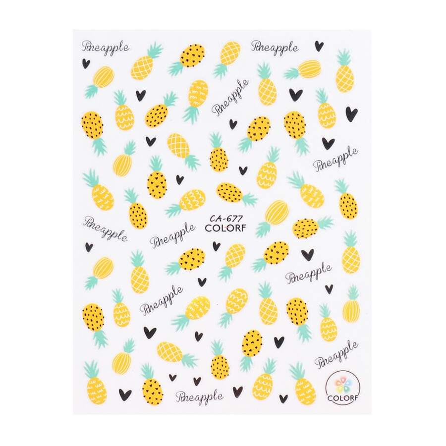 1張鳳梨樣式美甲貼紙 - 杏色 - 查看 1