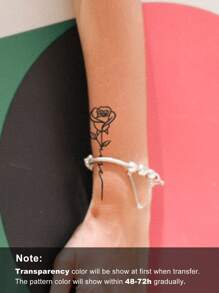 1pc Rose Love Minimalist And Playful Semi-Permanent Tattoo Sticker, Herbal Fake Tattoo, Waterproof And Durable
