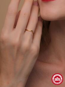 1 pieza Anillo dorado color tamaño 8 forma v femenino moda - Oro Talla 8 - Ver 1