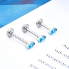 1 Phong Cách Mới G23 Titan Đính Đá Cubic Zirconia Tragus Bông Tai Thời Trang Mũi Nhẫn, Thân Trang Sức Khuyên - Bạc - Xem 5