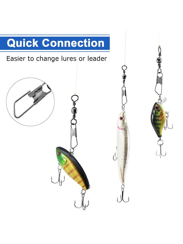 175pcs Barrel Swivels With Safety Snap Fishing Gear Equipment Swivels