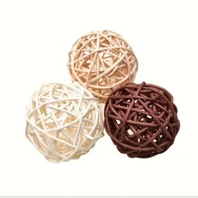 5/12入組自然裝飾柳條球-花瓶填充物、家居裝飾、聖誕樹花園婚禮派對咖啡桌裝飾、手工藝DIY、鸚鵡、鳥玩具球 - 棕色 - 查看 4