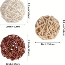 5/12入組自然裝飾柳條球-花瓶填充物、家居裝飾、聖誕樹花園婚禮派對咖啡桌裝飾、手工藝DIY、鸚鵡、鳥玩具球 - 棕色 - 查看 2