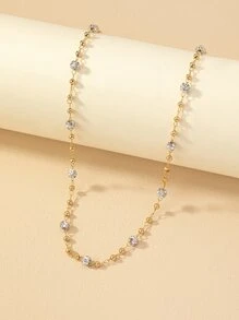 1pc Delicate Rhinestone Decor Necklace, Fashionable And Versatile - Yellow Gold - View 3