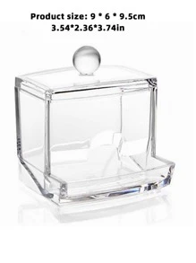 1个带盖塑料棉签收纳盒，现代透明棉签收纳盒，适用于家庭浴室配件 - 無色 - 查看 7