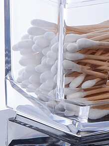 1个带盖塑料棉签收纳盒，现代透明棉签收纳盒，适用于家庭浴室配件 - 無色 - 查看 5