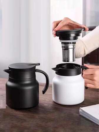 1pc Stainless Steel Double-layer Insulated Mini Hot Water Tea Pot