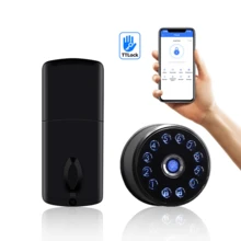 Tropernic 1pc Aluminum Alloy Smart Door Lock, Modern Black Lock For Home - Black - View 3