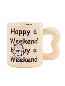 1pc Cute Animal Design Ceramic Cup, 1set - Beige - View 1