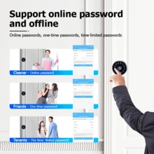 Tropernic 1pc Aluminum Alloy Smart Door Lock, Modern Black Lock For Home - Black - View 5