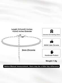 ORSA JEWELS 1PC Genuine 925 Sterling Silver Half Tennis Bracelet Hand Chain 4A Grade Cubic Zirconia Gorgeous Women Jewelry Best Gift For Birthday - Silver - View 4