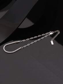 ORSA JEWELS 1PC Genuine 925 Sterling Silver Half Tennis Bracelet Hand Chain 4A Grade Cubic Zirconia Gorgeous Women Jewelry Best Gift For Birthday - Silver - View 3