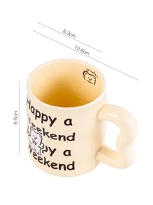 1pc Cute Animal Design Ceramic Cup, 1set - Beige - View 2