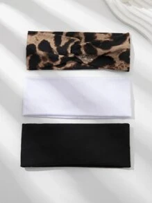3pcs Leopard Pattern Hair Band For back to school - Multicolor - View 2