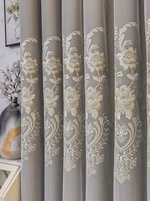1pc Modern European Style Luxury Embroidered Window Curtain For Countryside Decoration - Multicolor - View 5