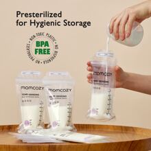 Momcozy Breastmilk Storing Bags, Temp-Sensing Discoloration & 180ml Self Standing, Disposable - White - View 6