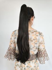 長款卷馬尾合成纖維接髮 - 棕色 - 查看 4