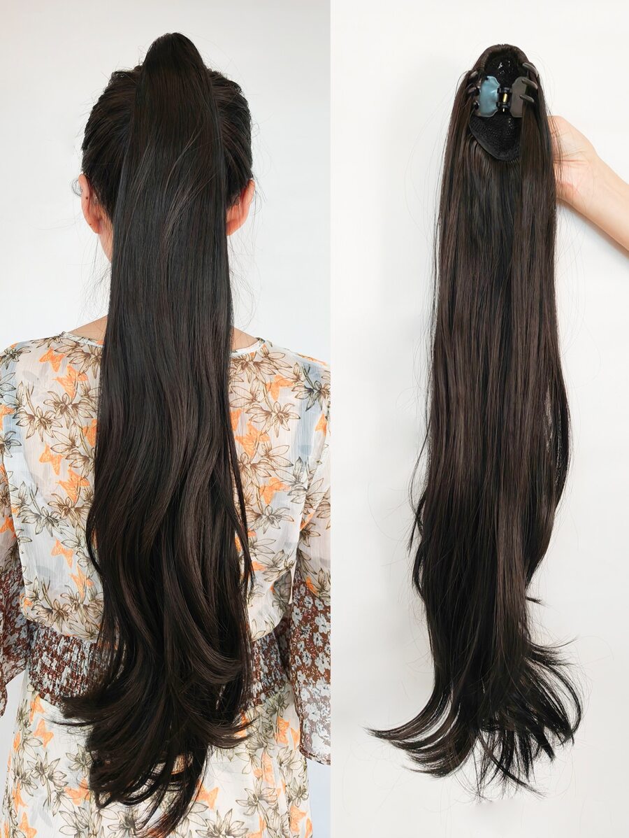 長款卷馬尾合成纖維接髮 - 棕色 - 查看 1