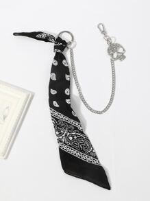 con patrón de paisley Pañuelo adorno con diseño de cráneo Cadena para pantalón - Negro - Ver 5