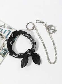 con patrón de paisley Pañuelo adorno con diseño de cráneo Cadena para pantalón - Negro - Ver 3