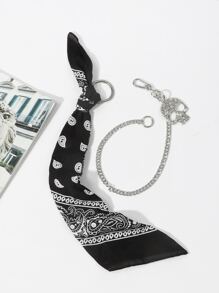 con patrón de paisley Pañuelo adorno con diseño de cráneo Cadena para pantalón - Negro - Ver 4