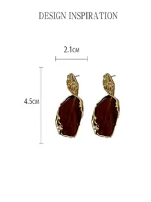 1pair Alloy Coffee-Color Pendant Earrings, Daily And Gift For Women - Coffee Brown - View 4
