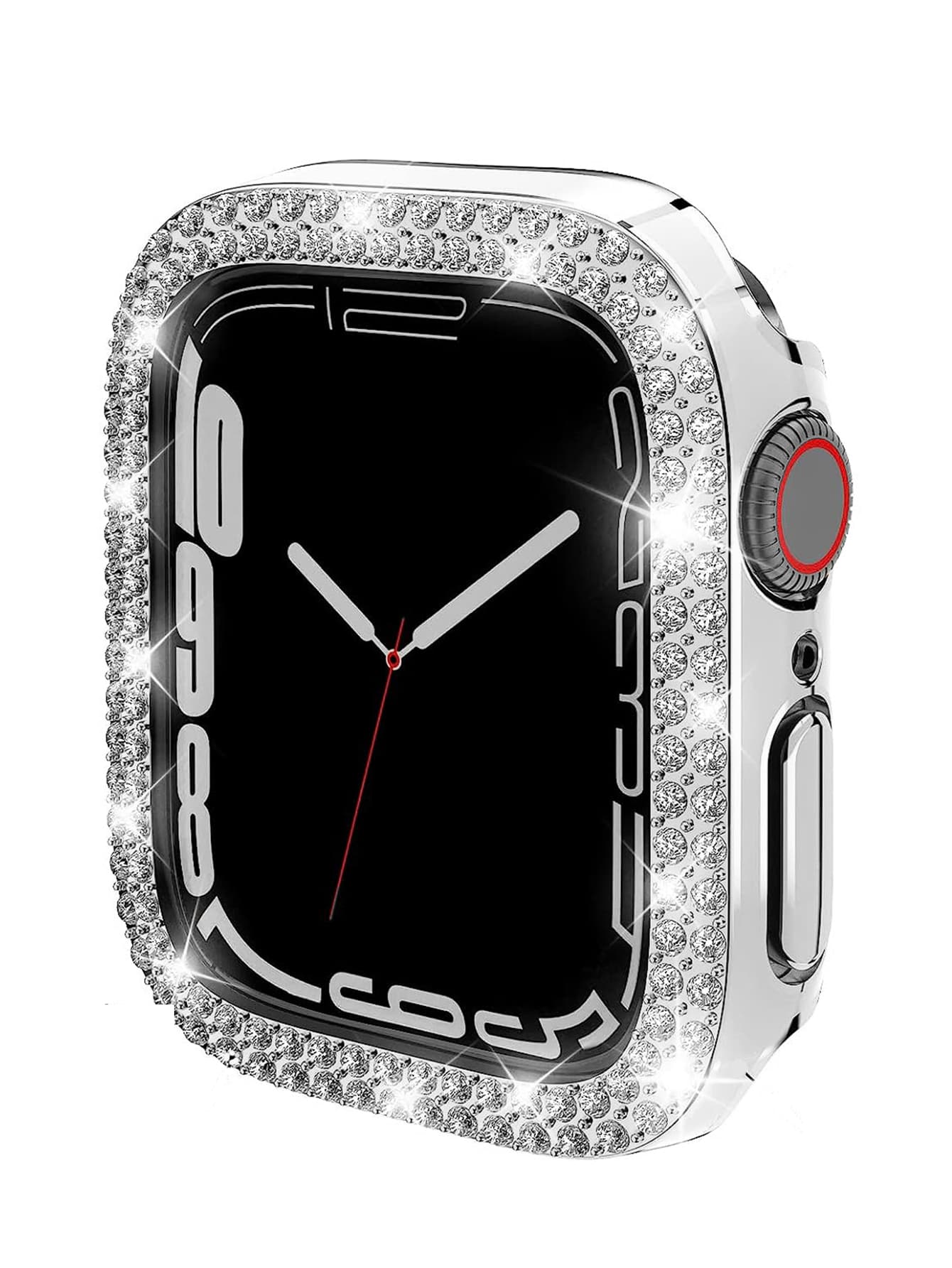 1入組女用白色 和 銀色雙排閃亮水鑽鏤空手錶保護殼兼容 Apple Watch 40/44/41/45 毫米兼容 Apple Watch 系列 9/8/7/Se/6/5/4/3 Apple Watch 配件一款滿足您時尚與保護多種需求手錶保護套 - 彩色 - 查看 1