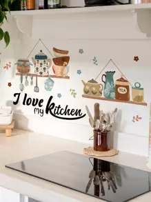 Tableware Pattern Kitchen Sticker, Wall Art Decal For Home Decor - Multicolor - View 1