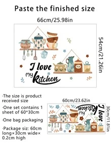 Tableware Pattern Kitchen Sticker, Wall Art Decal For Home Decor - Multicolor - View 5