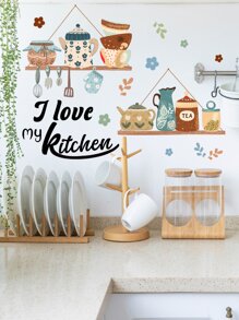 Tableware Pattern Kitchen Sticker, Wall Art Decal For Home Decor - Multicolor - View 2