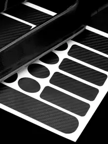 1set Carbon Fiber Pattern Bicycle Frame Protective Sticker, Black - Black and White - View 6