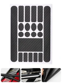 1set Carbon Fiber Pattern Bicycle Frame Protective Sticker, Black - Black and White - View 2