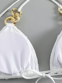 Chain Linked Halter Triangle Bikini Set Summer