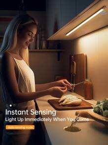 1 Pack Wireless LED Motion Sensor Rechargeable Magnetic Under Cabinet Lights, 2 Mode Aluminium Closet Strip Lights Indoor, Wall Lights, Silvery, Warm Light 3500K