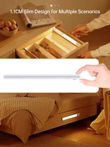 1 Pack Wireless LED Motion Sensor Rechargeable Magnetic Under Cabinet Lights, 2 Mode Aluminium Closet Strip Lights Indoor, Wall Lights, Silvery, Warm Light 3500K