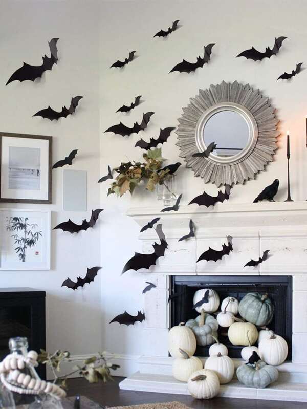 48/60/120 Stück 3D Fledermaus Sticker, Halloween Party Zubehör Wasserdichte gruselige Fledermaus Wanddeko DIY Heim Fenster Deko, abnehmbare Fledermaus Sticker für Innen und Außen Halloween Wanddekoration, Weihnachten