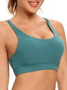 SHEKINI Áo lót thể thao Nữ Lộ Lưng Cắt ra Lá thư - màu xanh lá - Xem 3