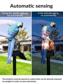 1 件鹦鹉形树脂太阳能落地灯，庭院花园装饰灯，仿真动物，无需充电，自动照明秋季装饰家居装饰户外装饰