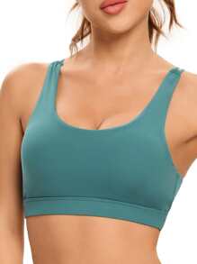 SHEKINI Áo lót thể thao Nữ Lộ Lưng Cắt ra Lá thư - màu xanh lá - Xem 6